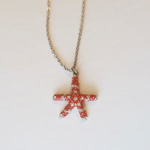 Starfish Rhinestone Necklace- gold chain